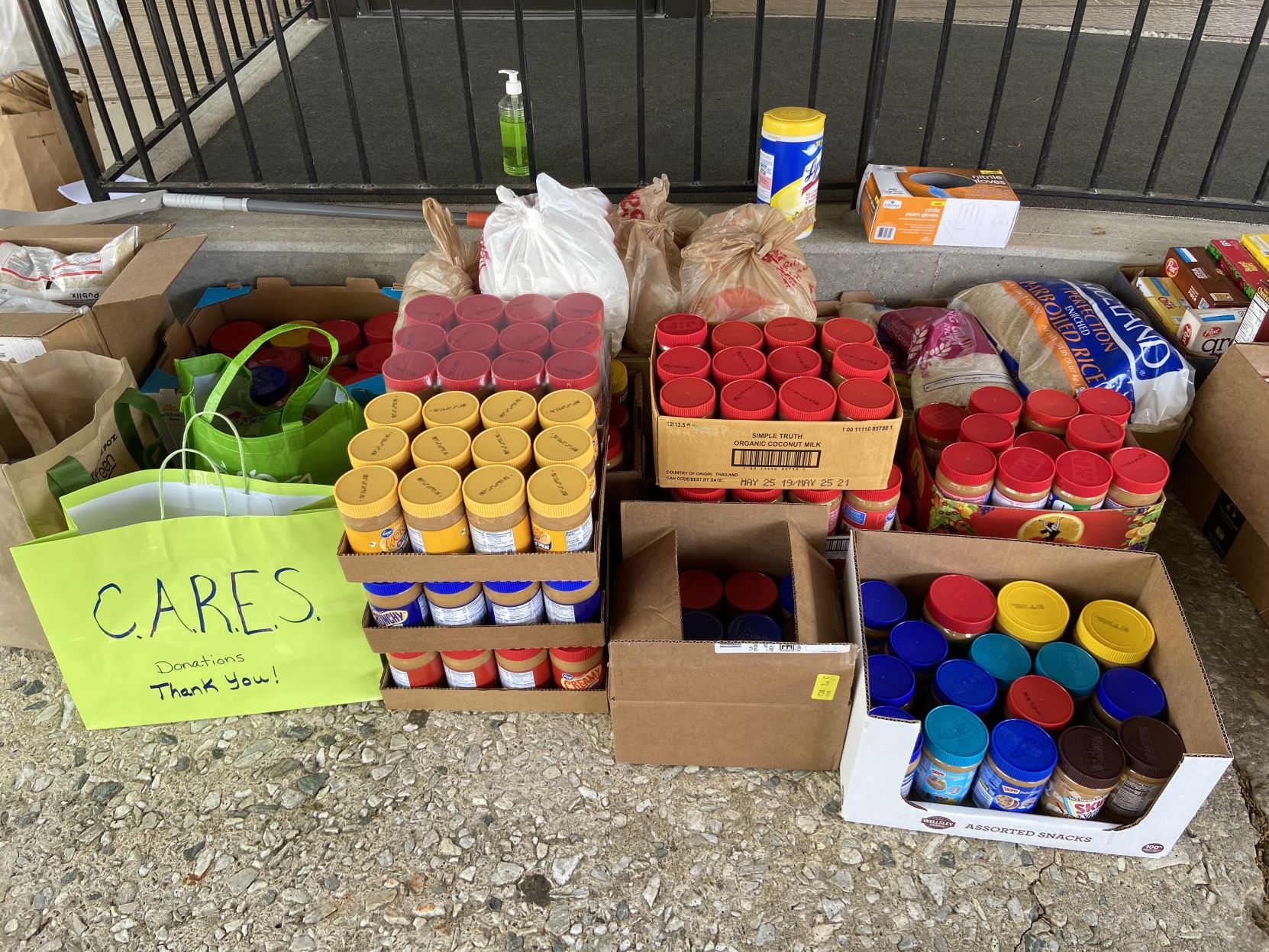 Trinity Church with some of the food for CARE